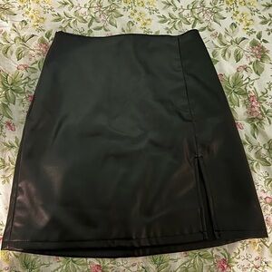 Black Faux Leather Skirt- 0